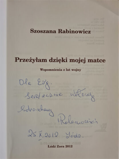 Autograf Szoszana Rabinowicz